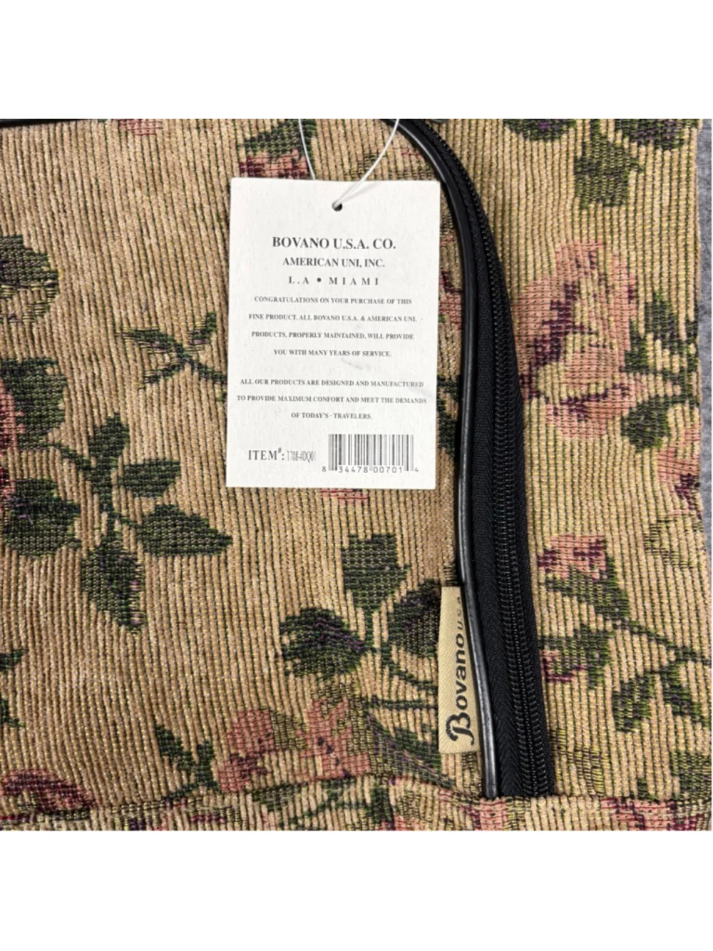 Vintage Bovano Floral Tapestry Tote Bag Large Travel Overnight Shoulder Bag NWT